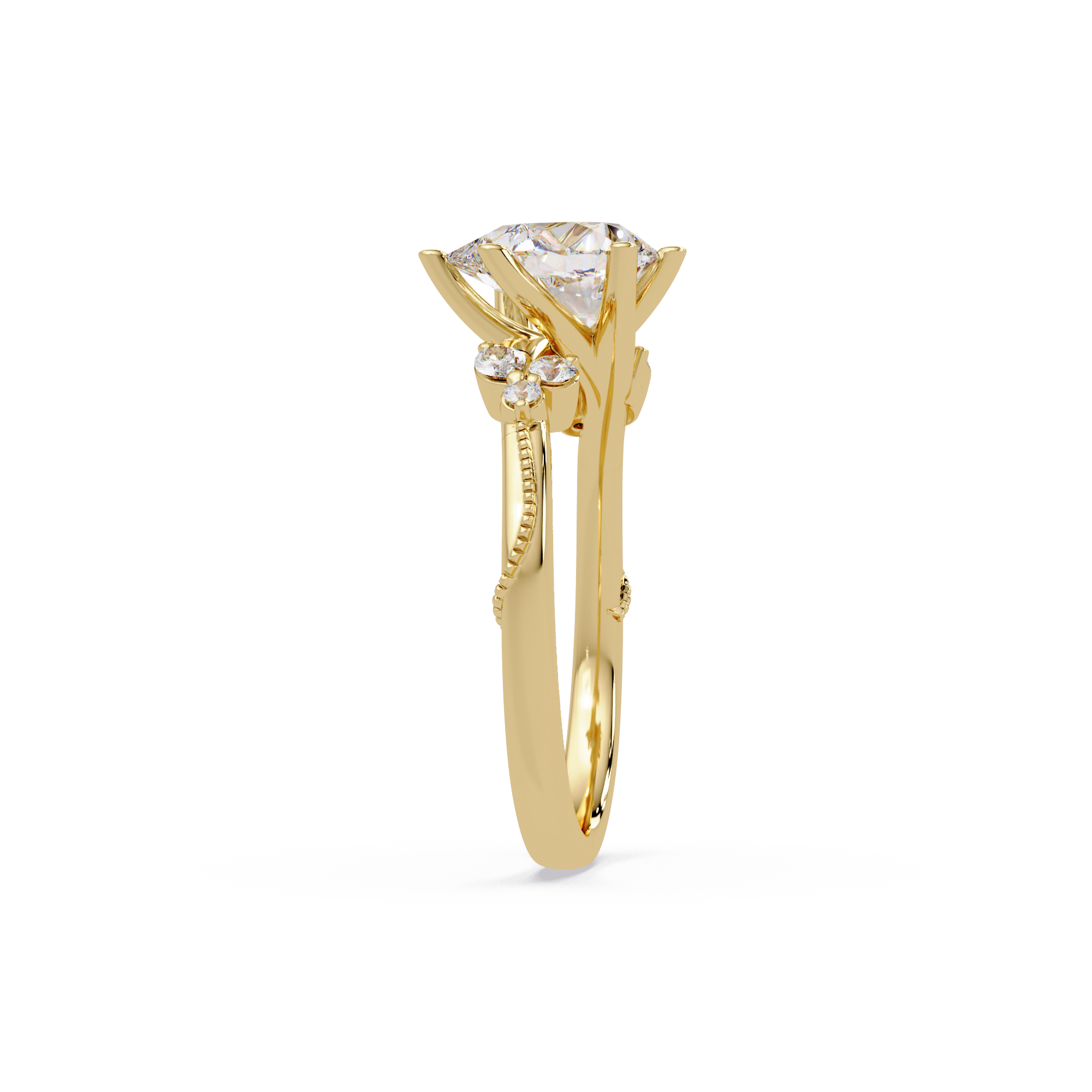 Floral Diamond Engagement Ring with Customizable Center Stone