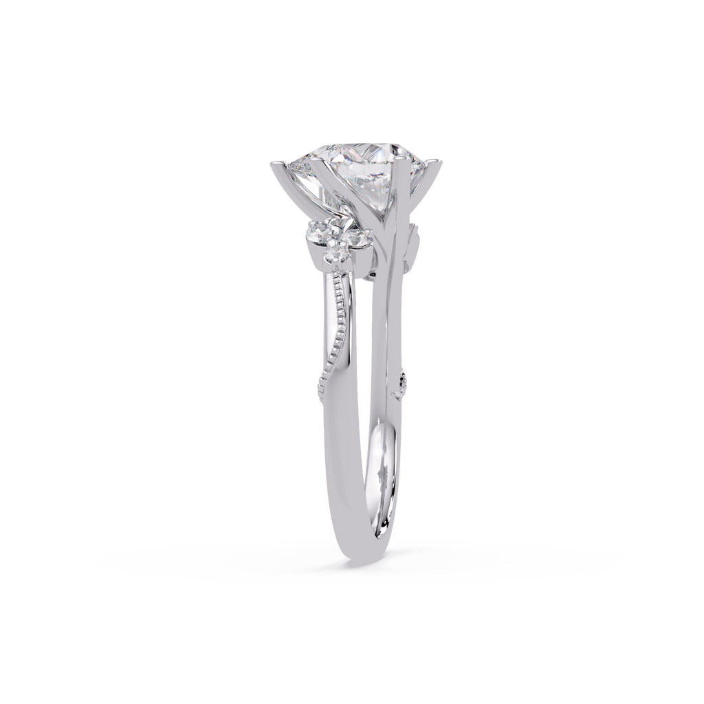 Floral Diamond Engagement Ring with Customizable Center Stone