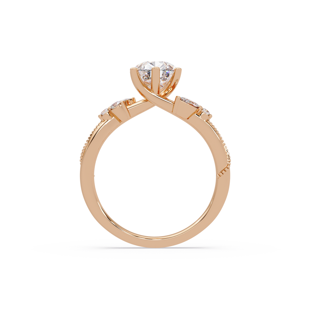Heart Cut Diamond Ring with Round, Pear & Marquise Accent Stones