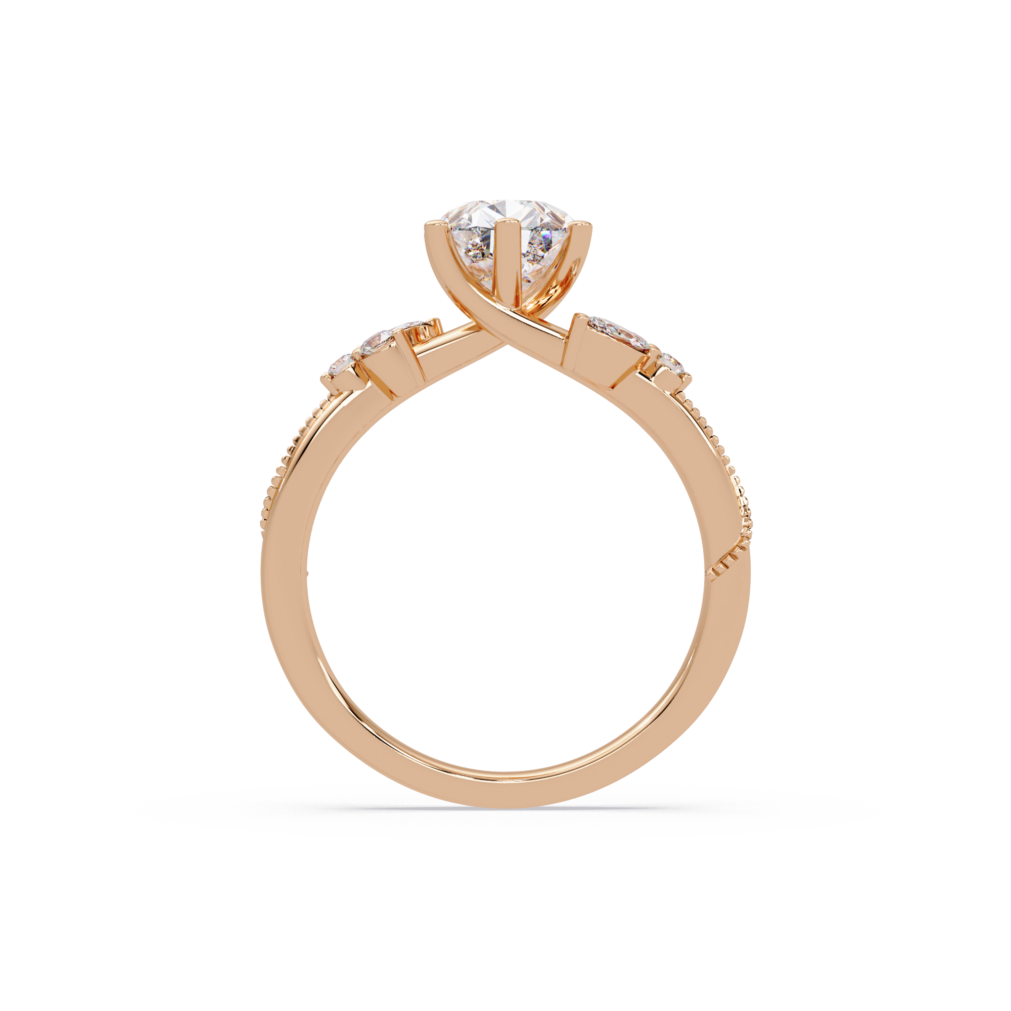 Heart Cut Diamond Ring with Round, Pear & Marquise Accent Stones