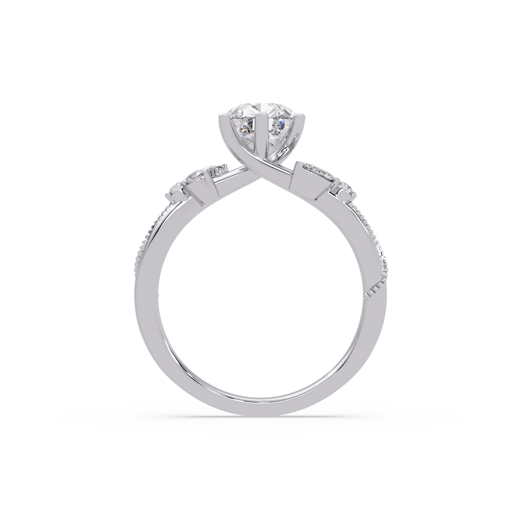Heart Cut Diamond Ring with Round, Pear & Marquise Accent Stones