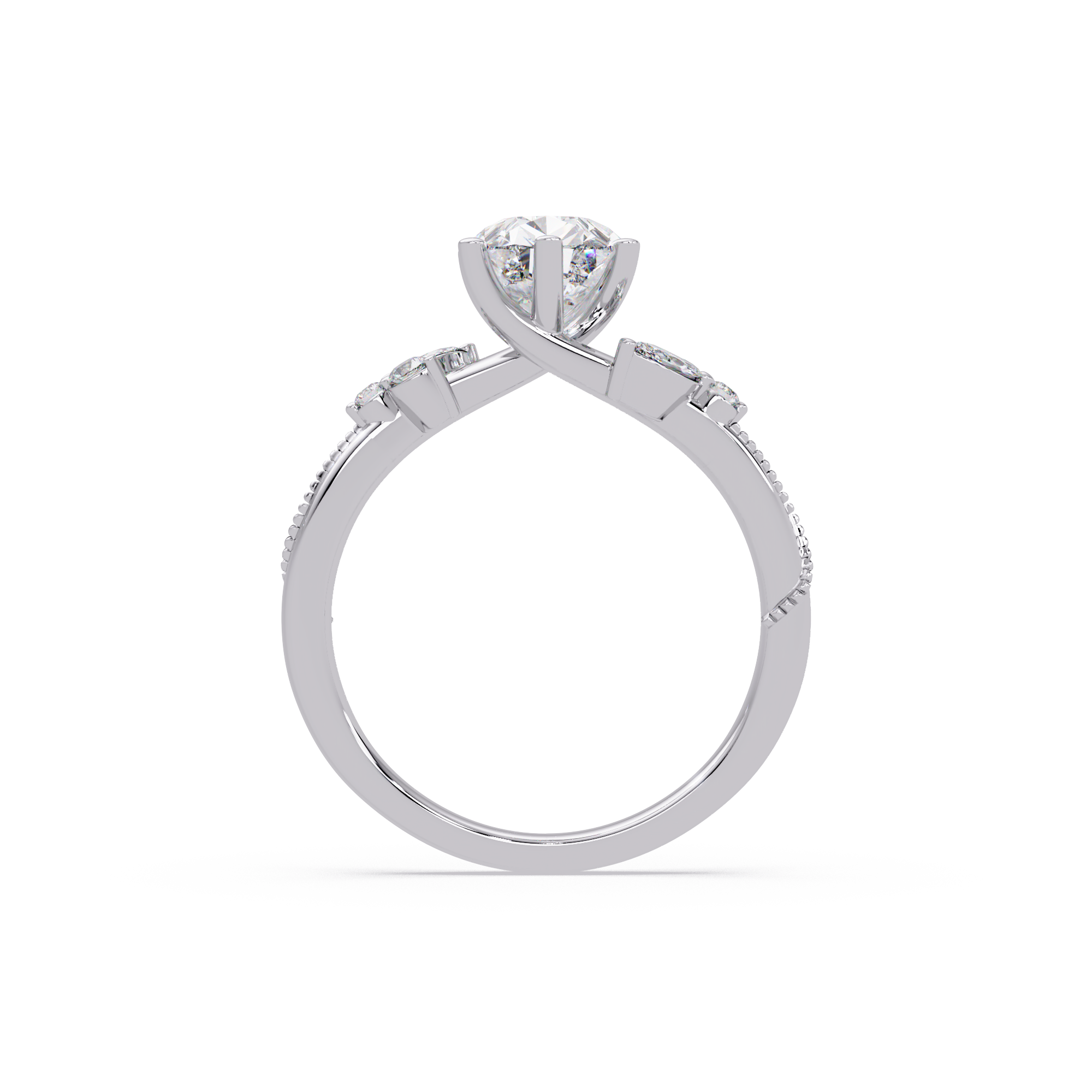 Heart Cut Diamond Ring with Round, Pear & Marquise Accent Stones