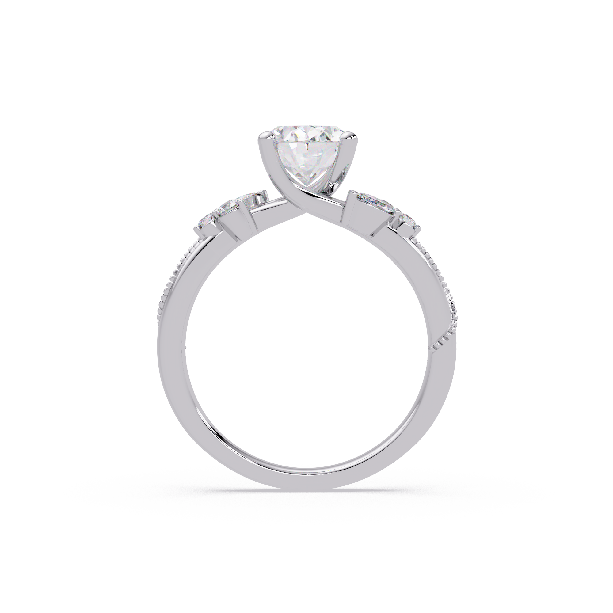 Floral Diamond Engagement Ring with Customizable Round, Oval & Marquise Center Stone