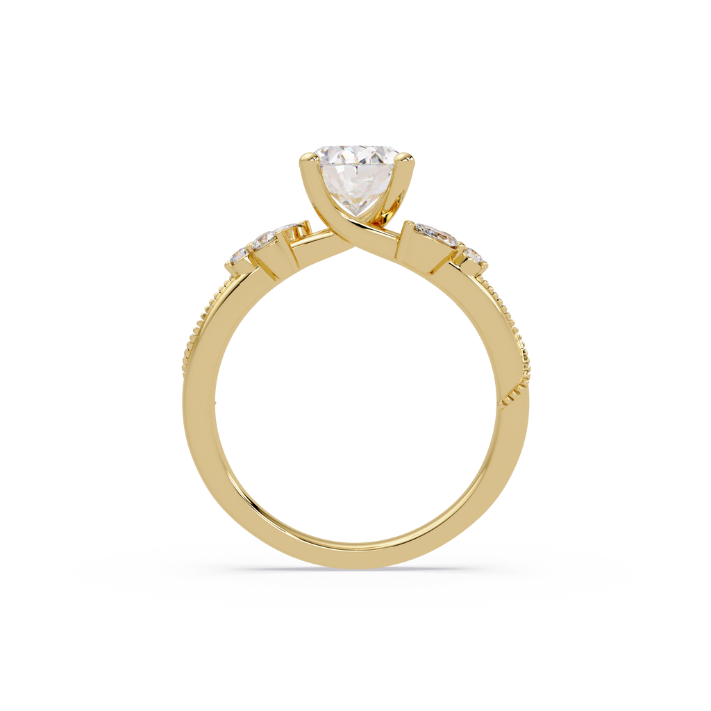 Floral Diamond Engagement Ring with Customizable Round, Oval & Marquise Center Stone