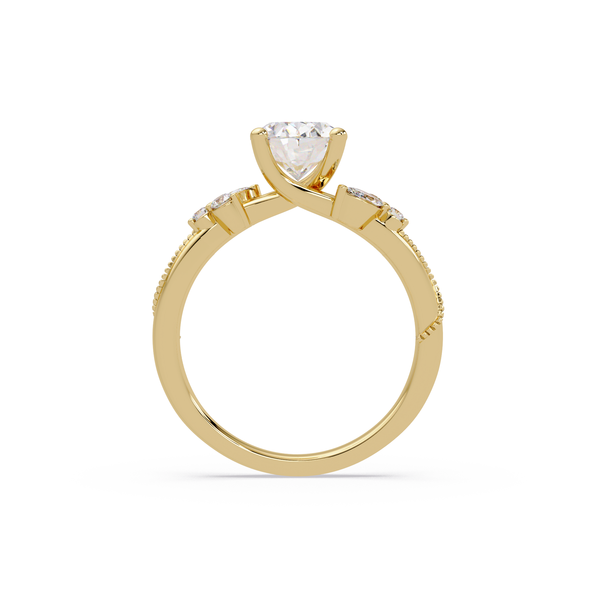 Floral Diamond Engagement Ring with Customizable Round, Oval & Marquise Center Stone