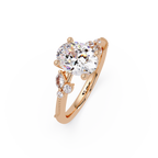Floral Diamond Engagement Ring with Customizable Round, Oval & Marquise Center Stone