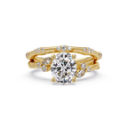 Floral Diamond Engagement Ring with Customizable Round, Oval & Marquise Center Stone