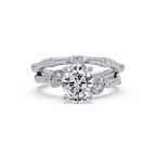 Floral Diamond Engagement Ring with Customizable Round, Oval & Marquise Center Stone