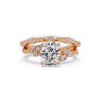 Floral Diamond Engagement Ring with Customizable Round, Oval & Marquise Center Stone