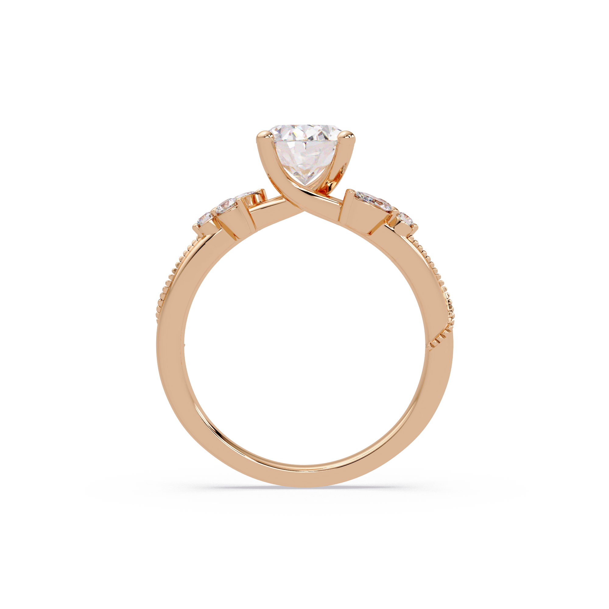 Floral Diamond Engagement Ring with Customizable Round, Oval & Marquise Center Stone