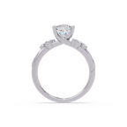 Cushion Cut Diamond Engagement Ring | Nature-Inspired Marquise & Round Accent Ring | Milgrain Solitaire Ring | Laxora