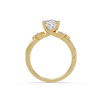 Cushion Cut Diamond Engagement Ring | Nature-Inspired Marquise & Round Accent Ring | Milgrain Solitaire Ring | Laxora