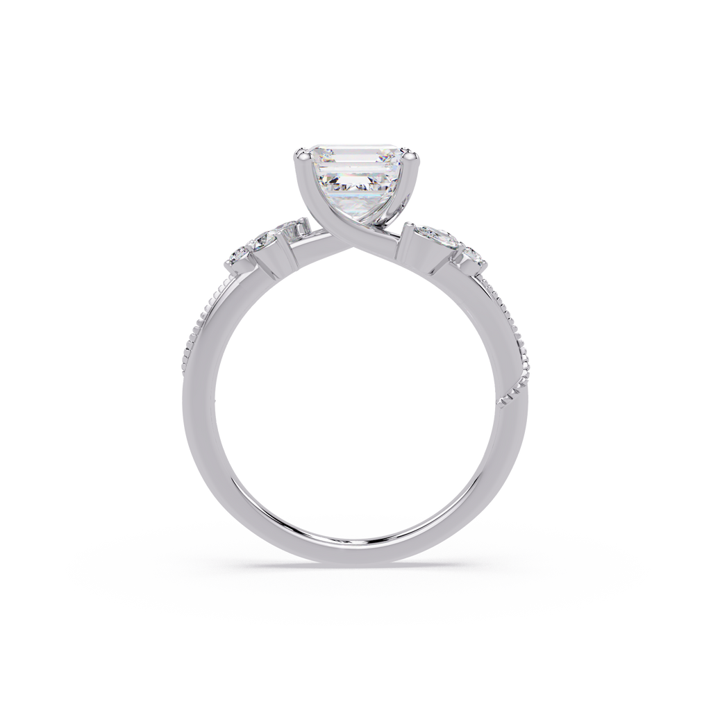 Artisan Emerald Square Cut Diamond Ring