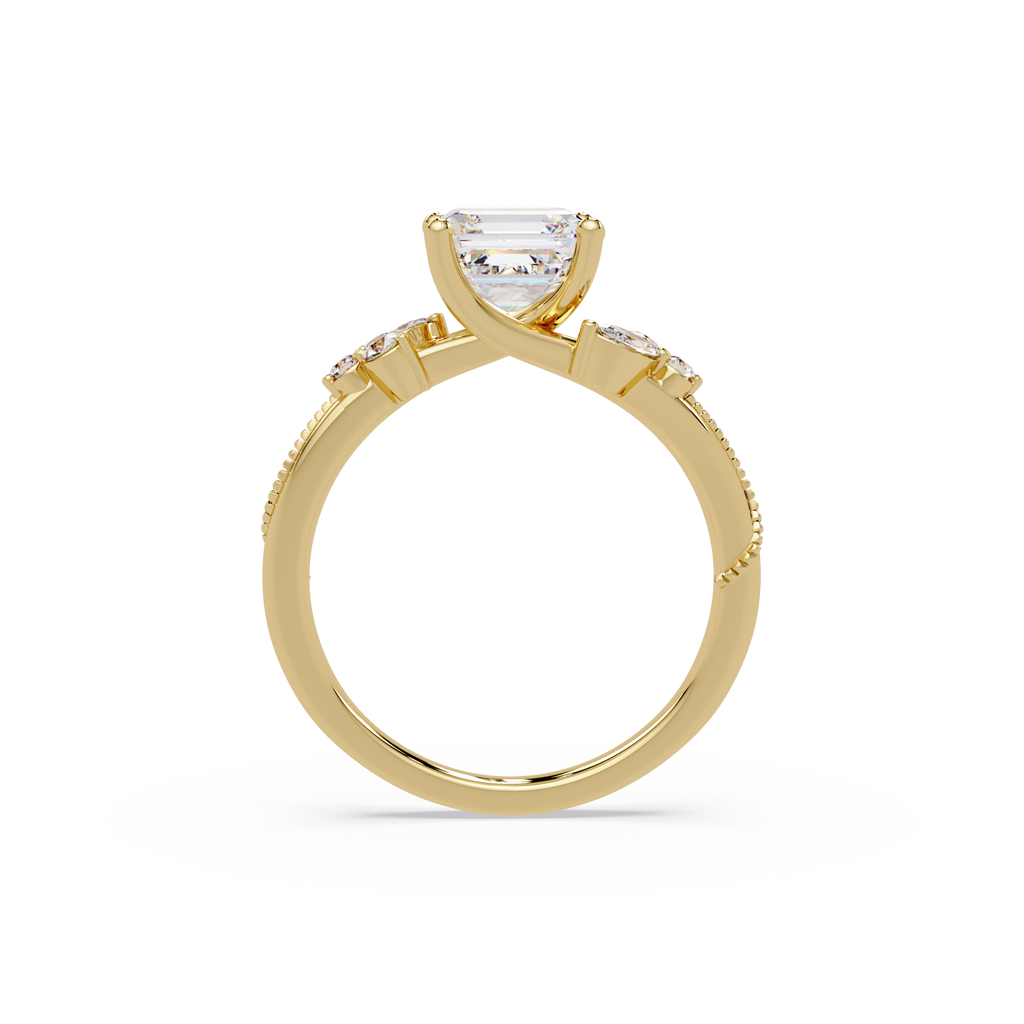 Artisan Emerald Square Cut Diamond Ring