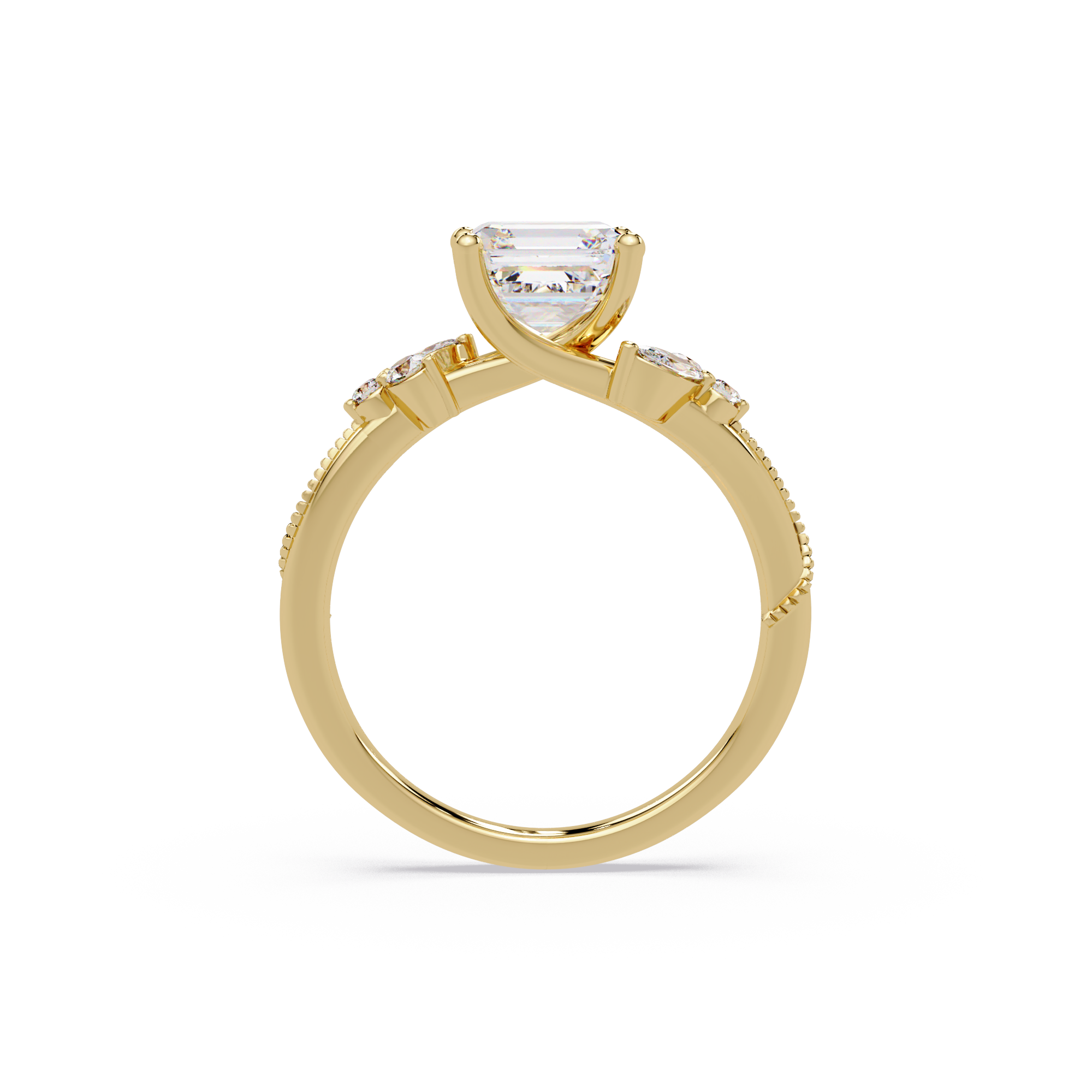 Artisan Emerald Square Cut Diamond Ring