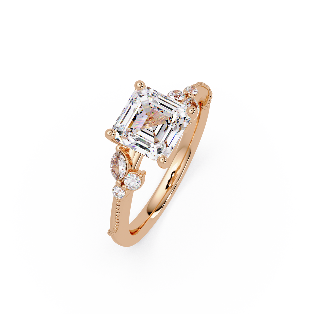 Artisan Emerald Square Cut Diamond Ring