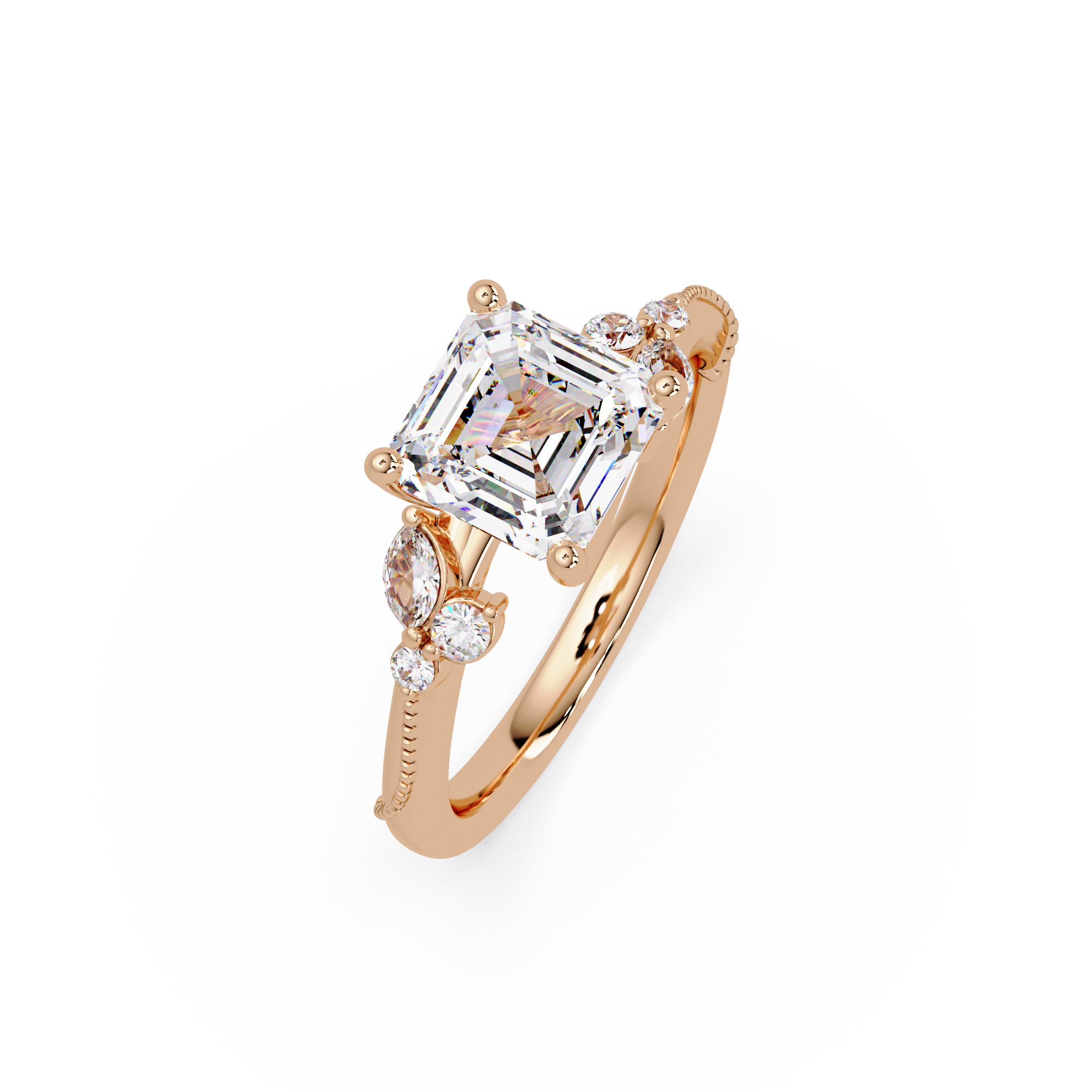 Artisan Emerald Square Cut Diamond Ring