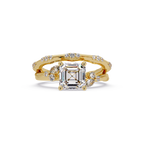 Artisan Emerald Square Cut Diamond Ring