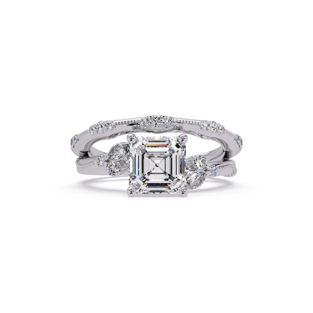 Artisan Emerald Square Cut Diamond Ring