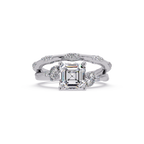 Artisan Emerald Square Cut Diamond Ring