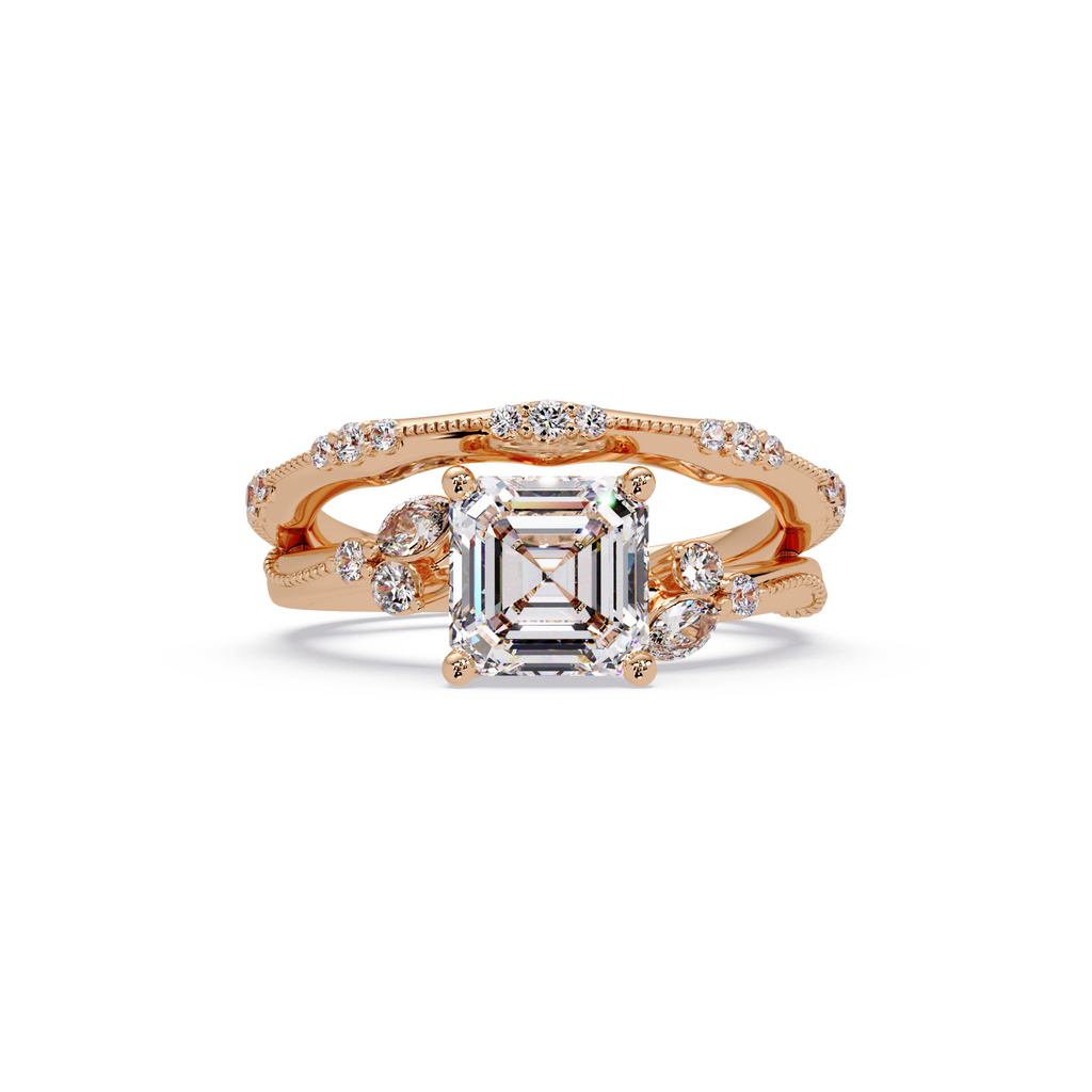 Artisan Emerald Square Cut Diamond Ring