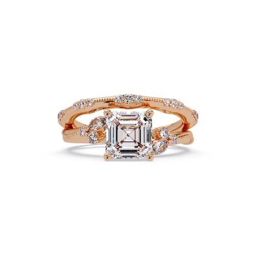 Artisan Emerald Square Cut Diamond Ring