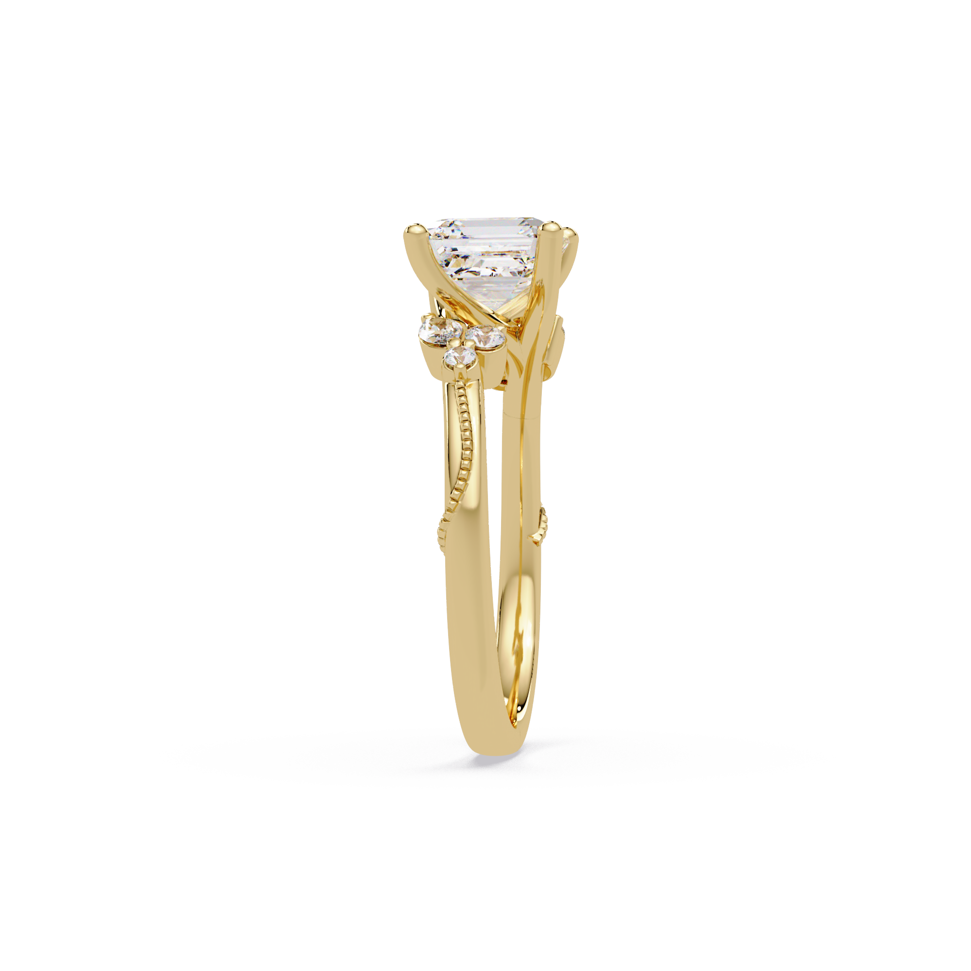 Artisan Emerald Square Cut Diamond Ring