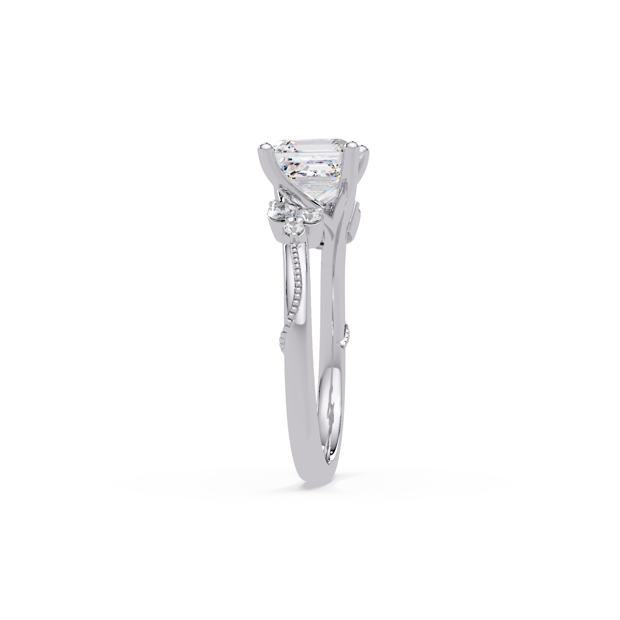 Artisan Emerald Square Cut Diamond Ring