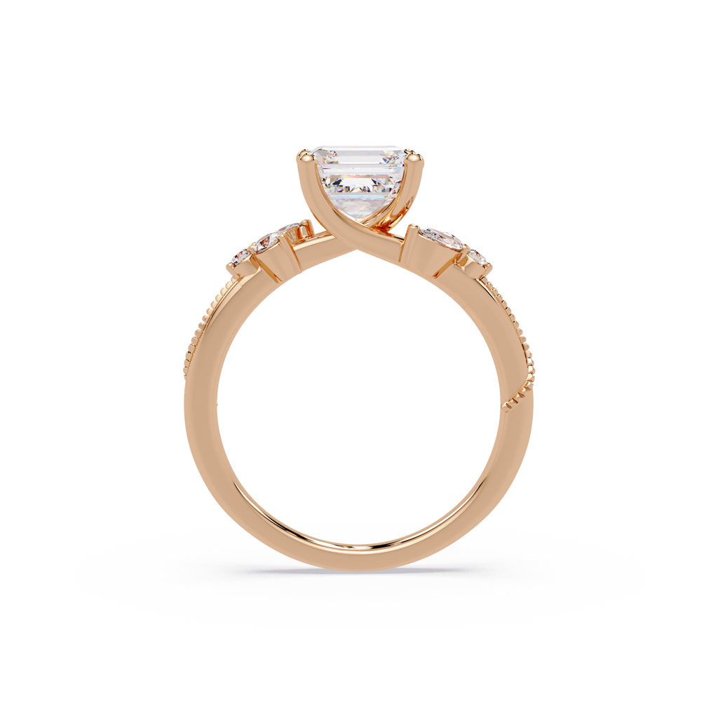 Artisan Emerald Square Cut Diamond Ring