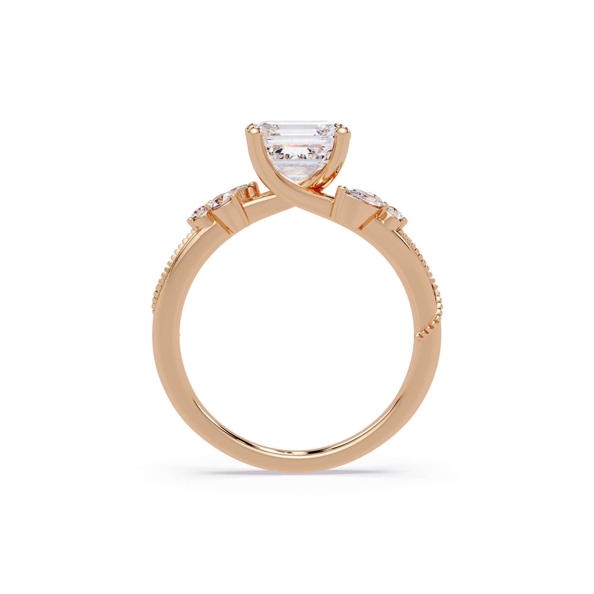 Artisan Emerald Square Cut Diamond Ring
