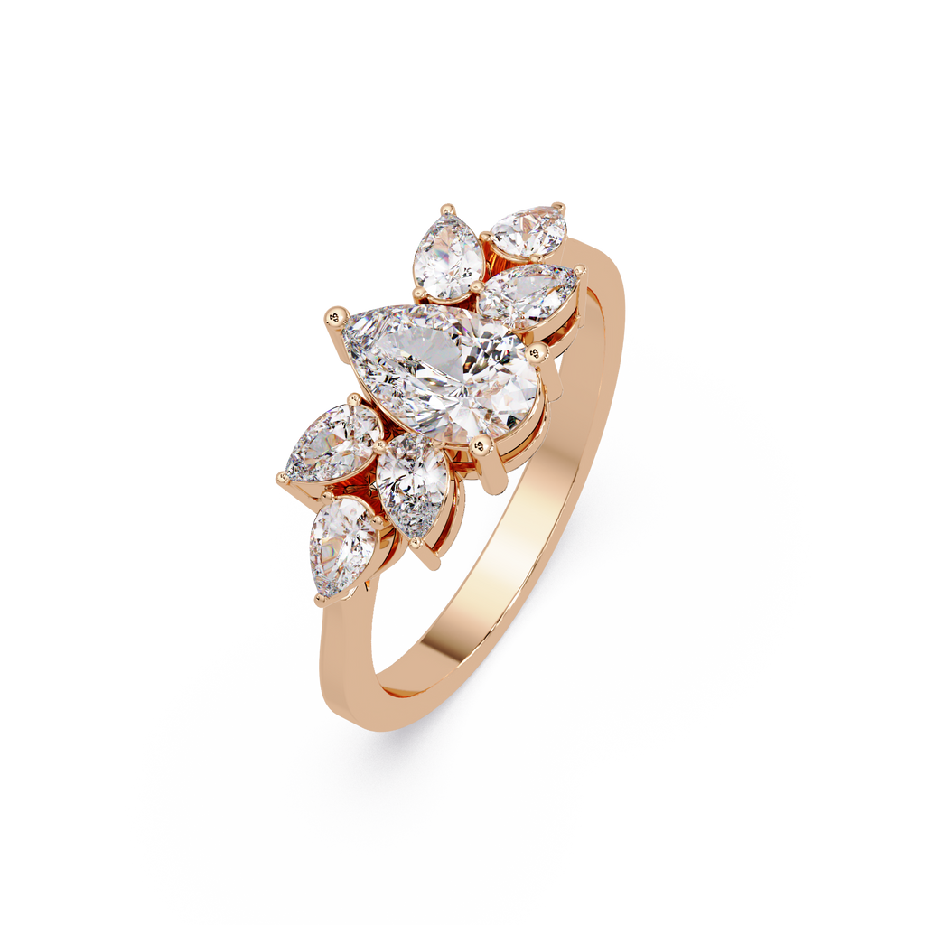 Pear Cut Nature Inspired Diamond Engagement Ring