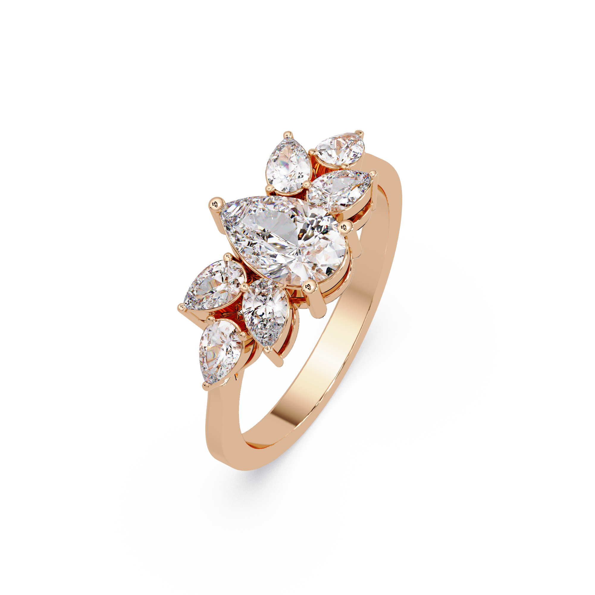 Pear Cut Nature Inspired Diamond Engagement Ring