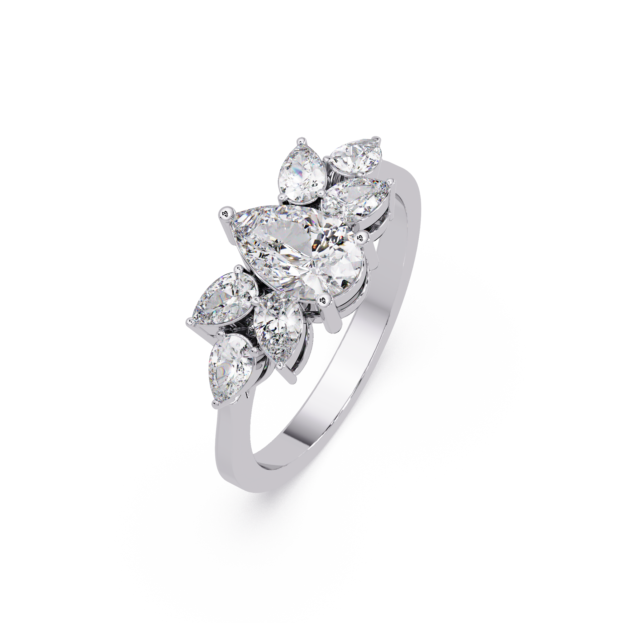 Pear Cut Nature Inspired Diamond Engagement Ring