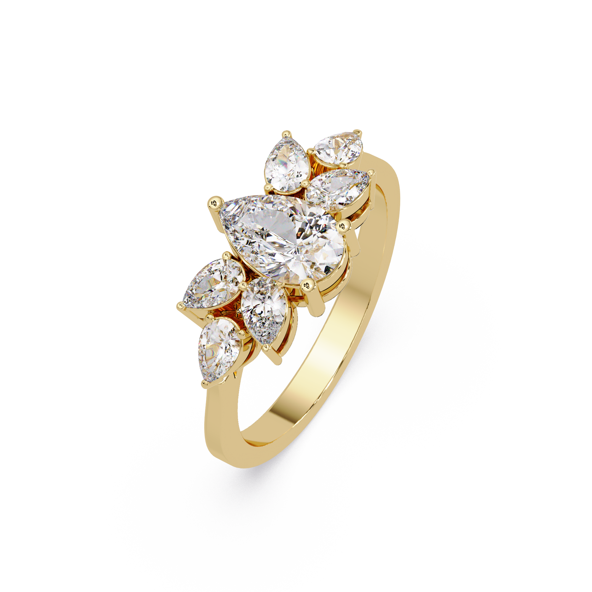 Pear Cut Nature Inspired Diamond Engagement Ring