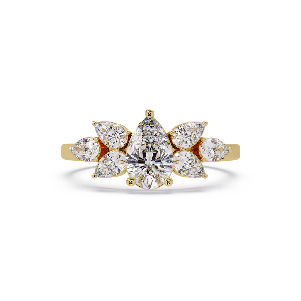 Pear Cut Nature Inspired Diamond Engagement Ring
