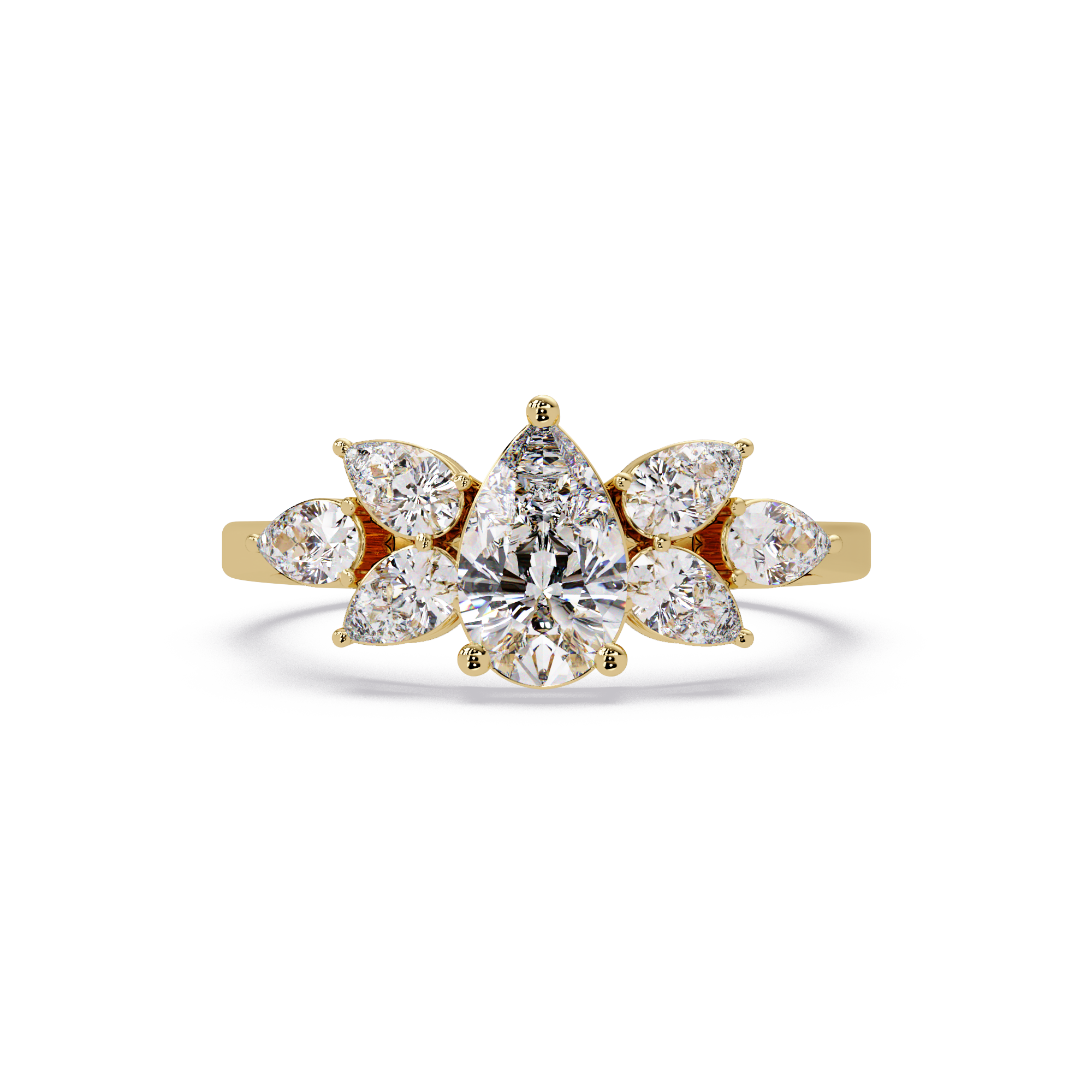Pear Cut Nature Inspired Diamond Engagement Ring