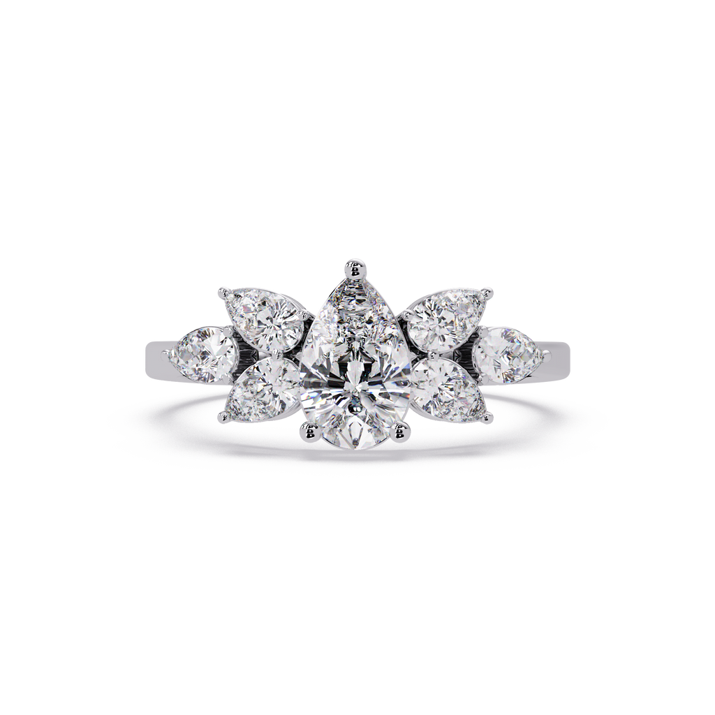 Pear Cut Nature Inspired Diamond Engagement Ring