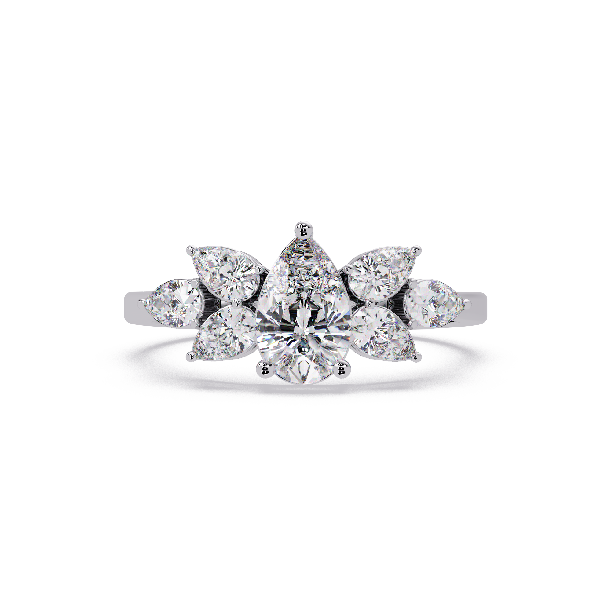 Pear Cut Nature Inspired Diamond Engagement Ring