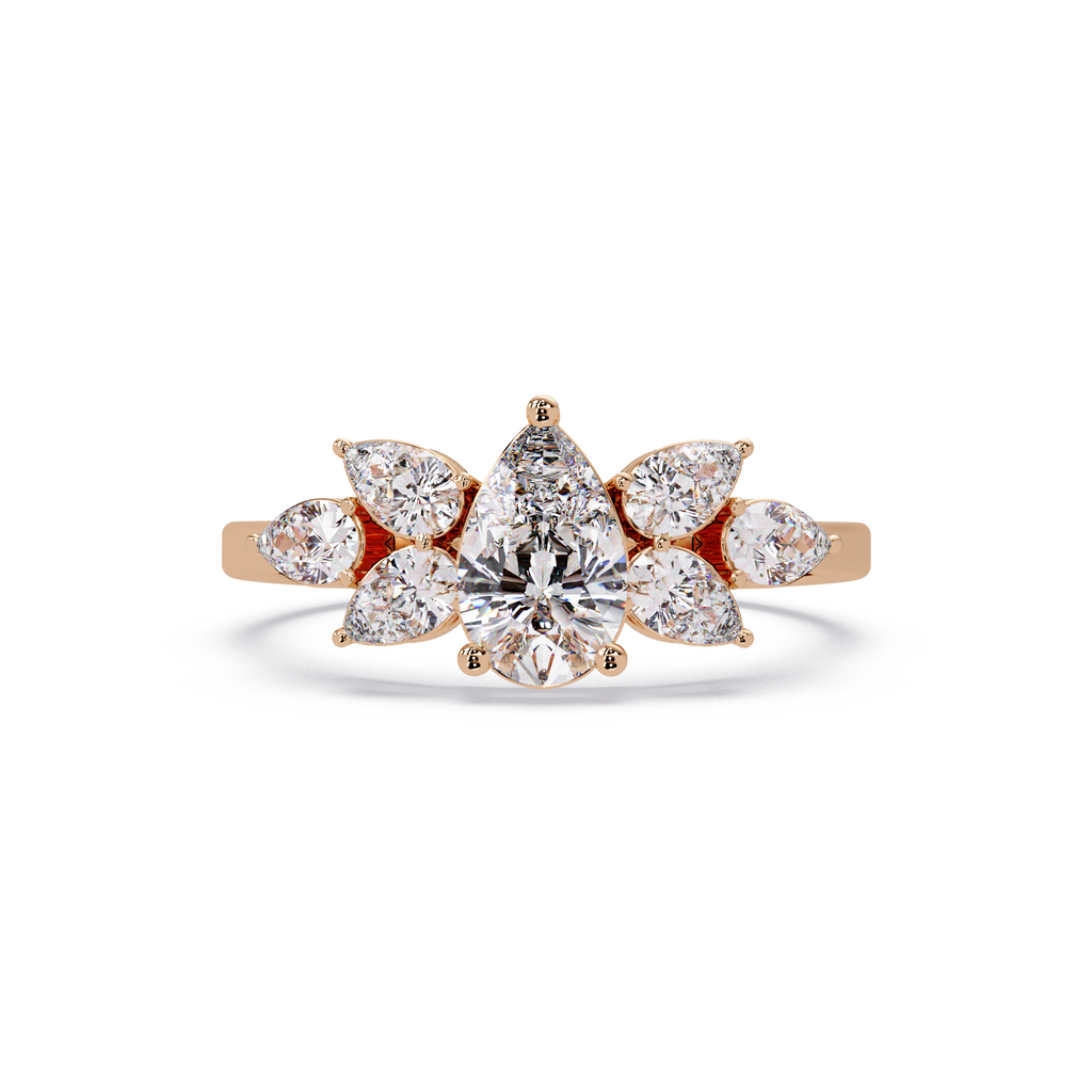 Pear Cut Nature Inspired Diamond Engagement Ring