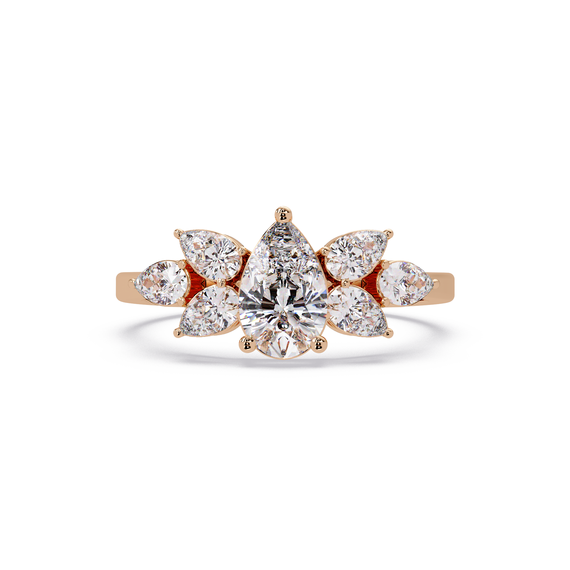 Pear Cut Nature Inspired Diamond Engagement Ring