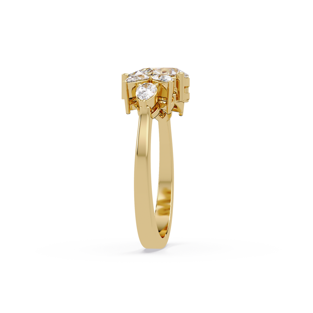 Pear Cut Nature Inspired Diamond Engagement Ring