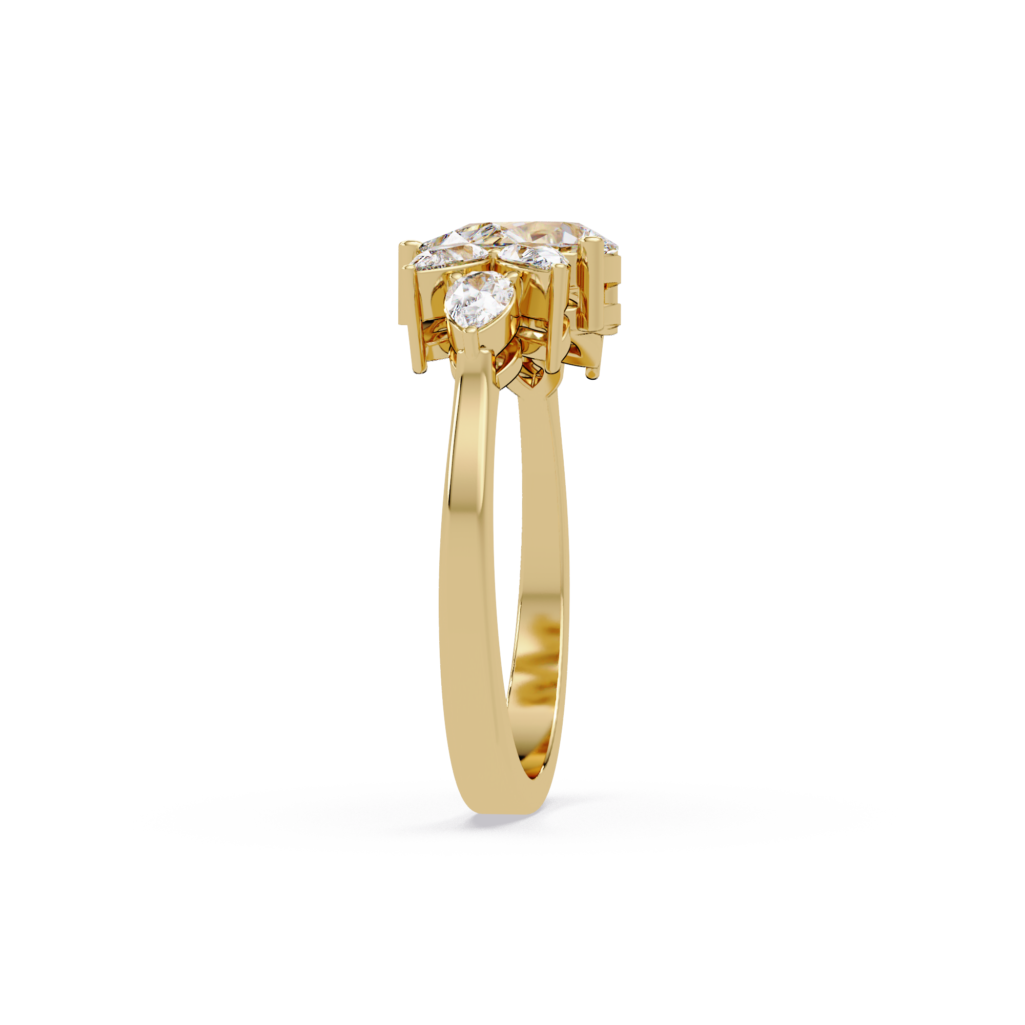 Pear Cut Nature Inspired Diamond Engagement Ring