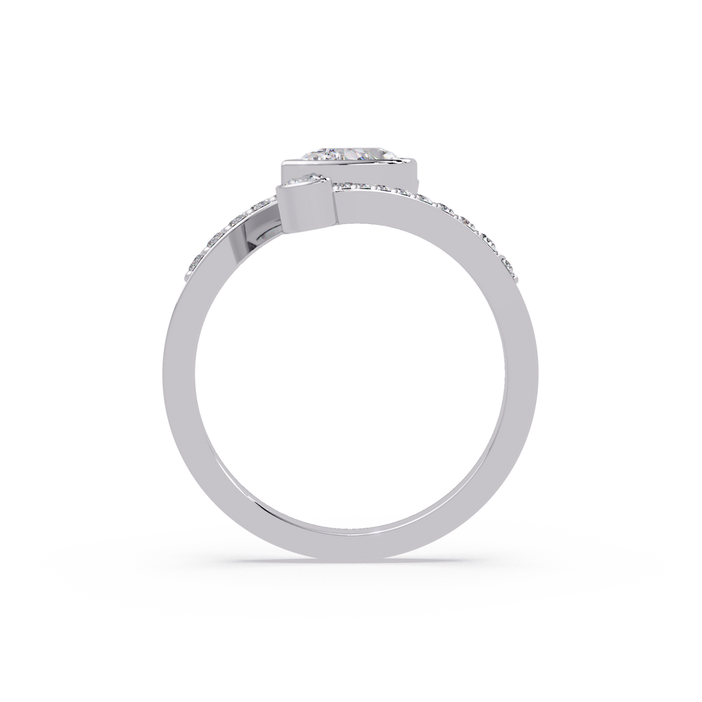 Modern Bezel Set Pear Diamond Bypass Engagement Ring