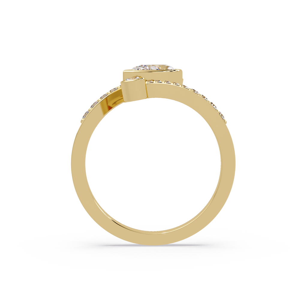 Modern Bezel Set Pear Diamond Bypass Engagement Ring