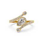 Modern Bezel Set Pear Diamond Bypass Engagement Ring