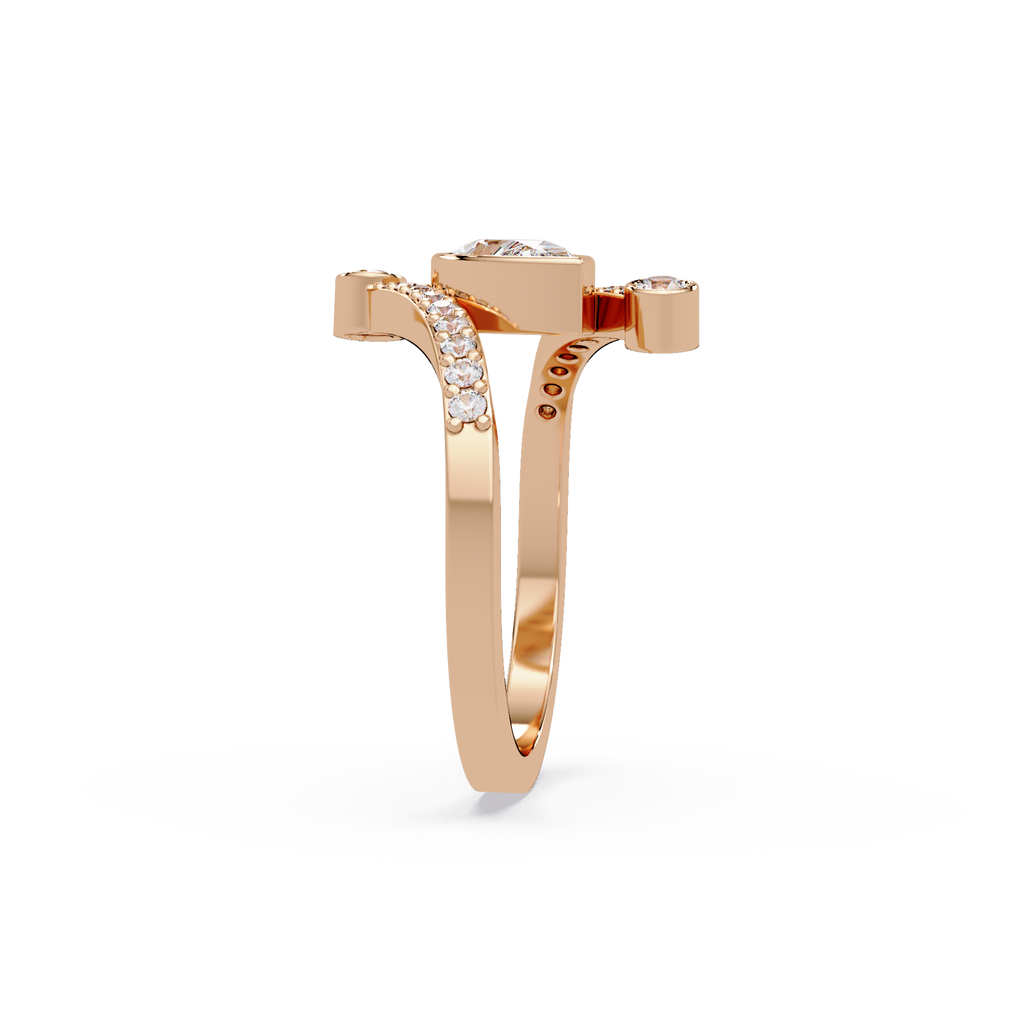 Modern Bezel Set Pear Diamond Bypass Engagement Ring