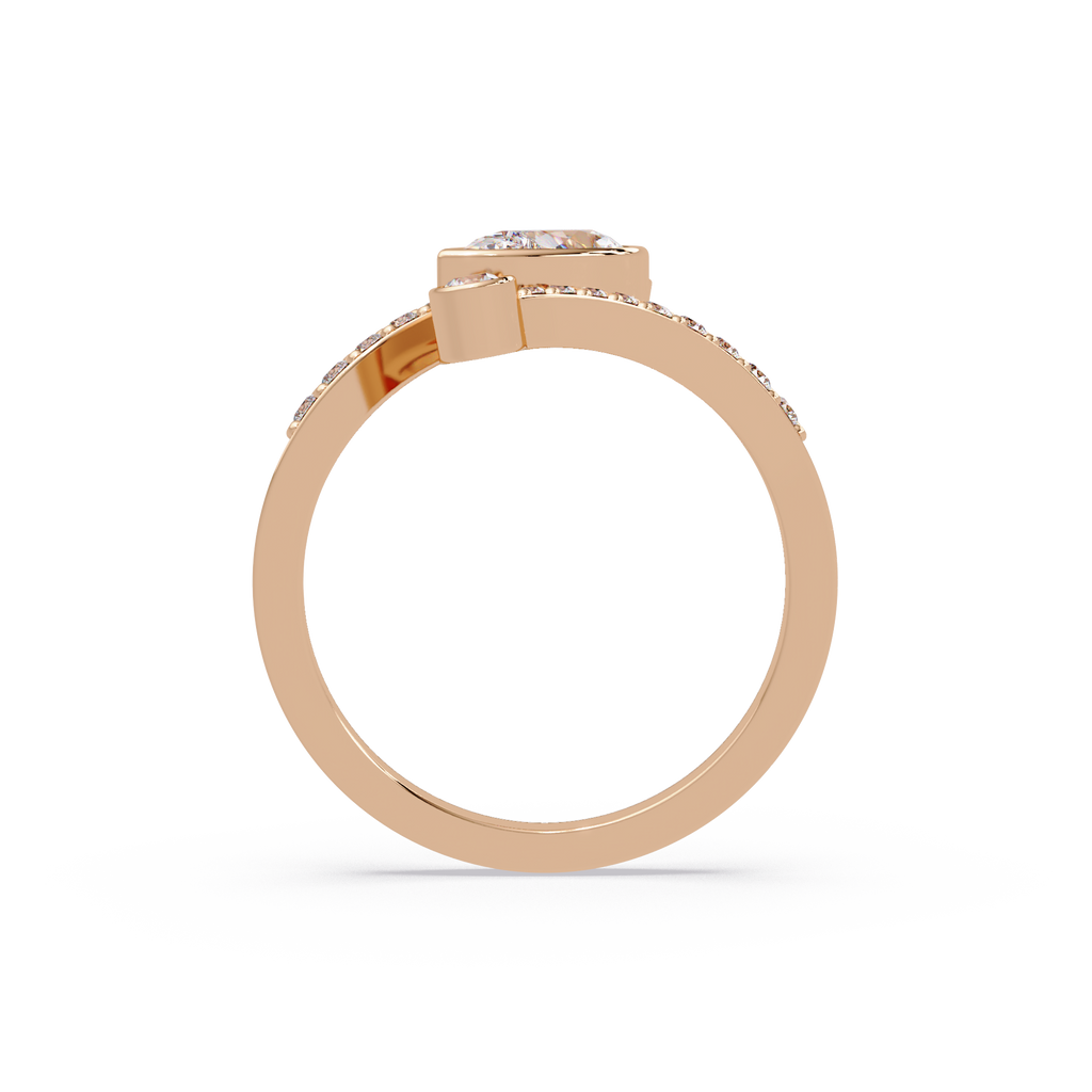 Modern Bezel Set Pear Diamond Bypass Engagement Ring