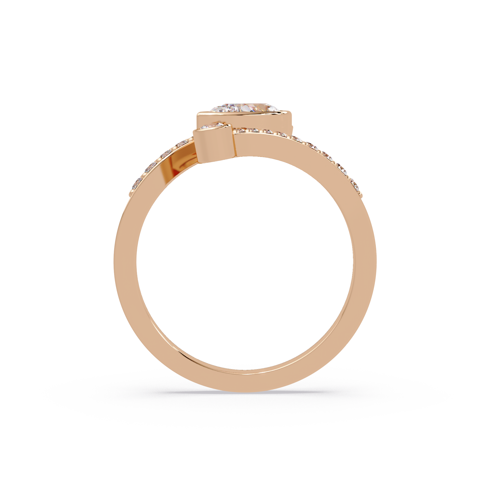 Modern Bezel Set Pear Diamond Bypass Engagement Ring