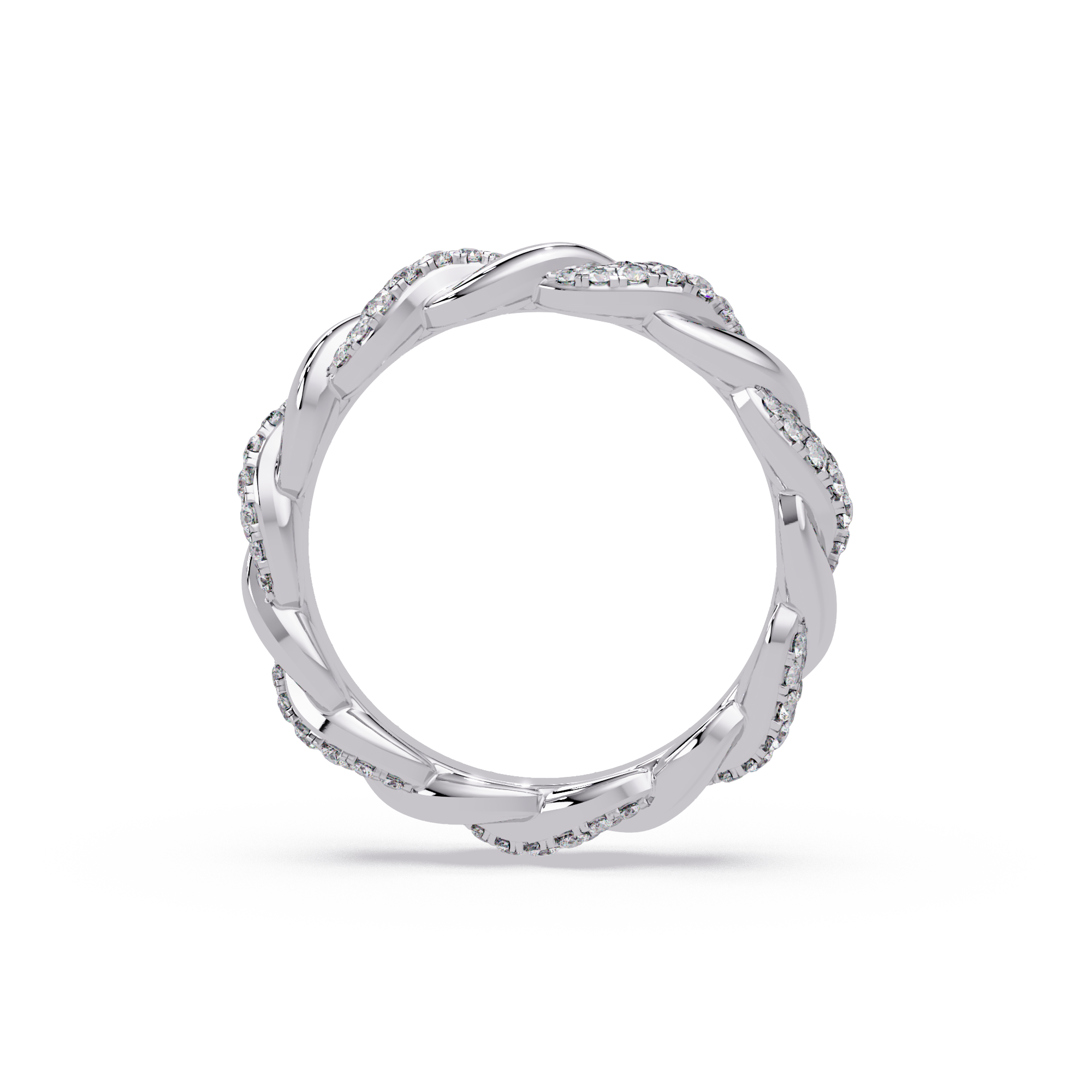 Round Diamond Twisted Infinity Band Ring in Gold