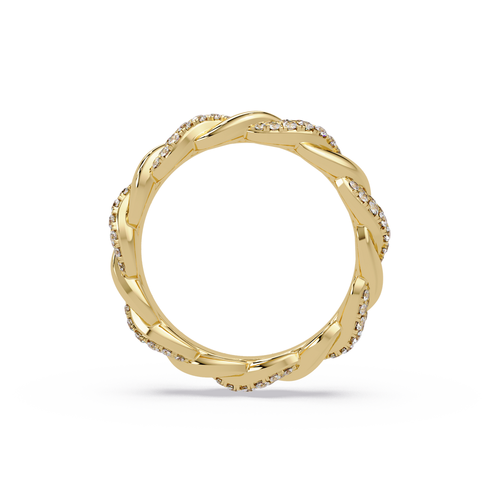 Round Diamond Twisted Infinity Band Ring in Gold